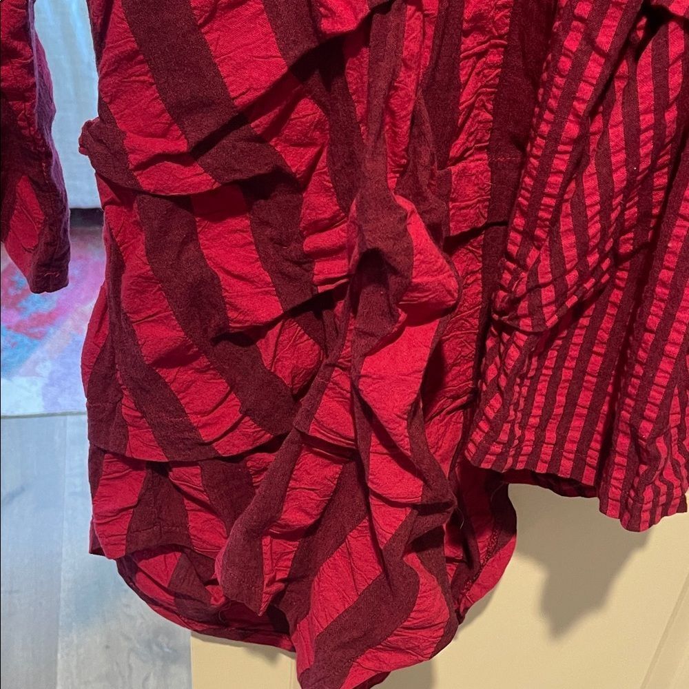 Red Striped Button-Up Top - Picture 2 of 5
